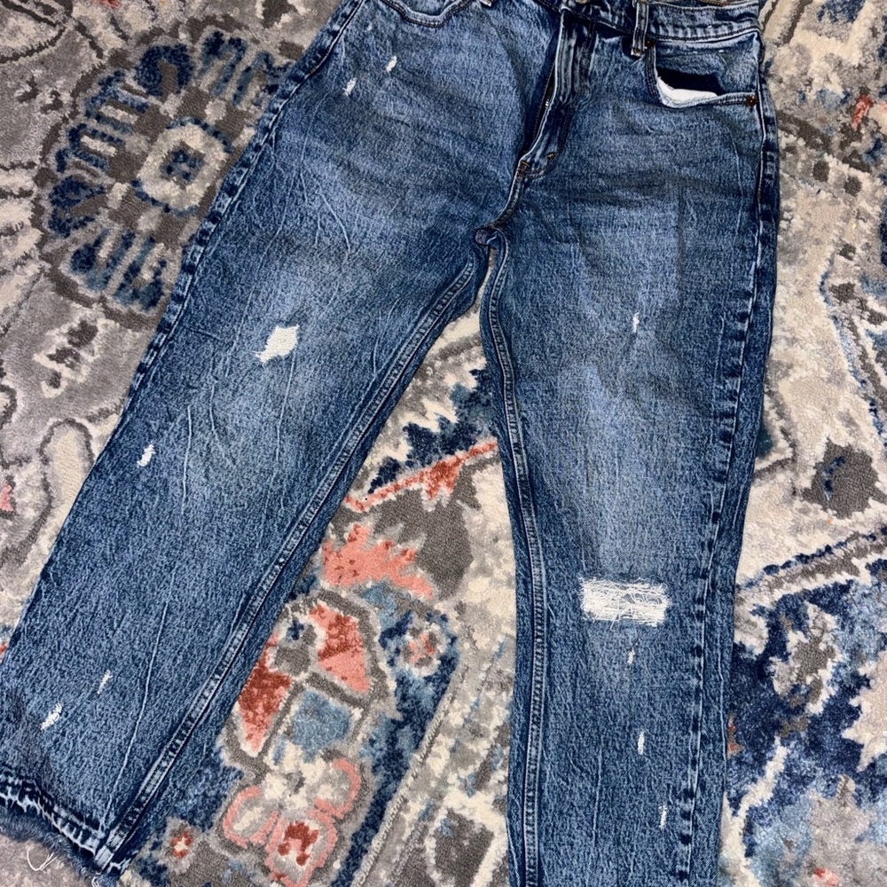 Abercrombie & Fitch Women's Distressed Blue Boyfriend Jeans